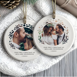Foto im Ausschnittrahmen - Erstes Weihnachten als Keramik Ornament