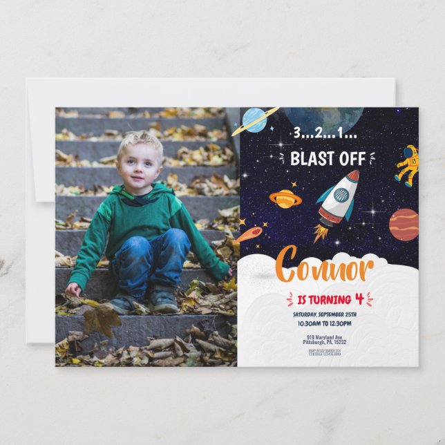 Foto im Weltraum - JEDES ALTER - Einladung zum Geb (Vorderseite)