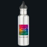 Foto-Image für Firmenlogos hinzufügen Edelstahlflasche<br><div class="desc">Elegante Vorlage Hochladen Image Foto Business Logo hinzufügen Textname Trendy Classic 24 oz Edelstahl Wasserflasche.</div>