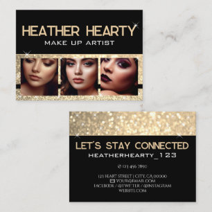 Foto Image Template Luxury Gold Glitzer Stars Visitenkarte