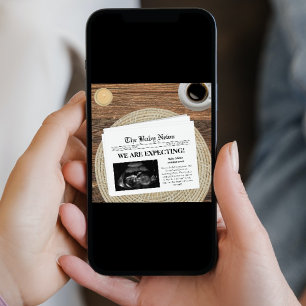 Foto in der Zeitung, das wir erwarten, schwanger z Ankündigung