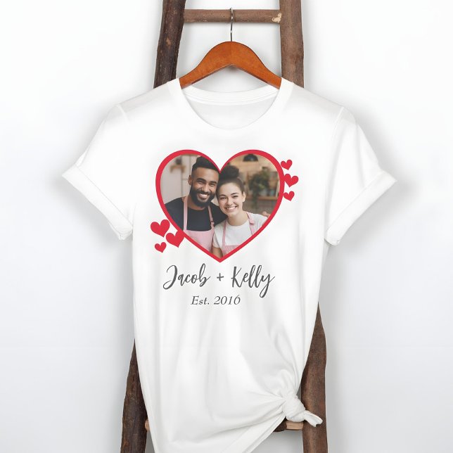 Foto in Form von Hochzeit und Valentine Couple Tri-Blend Shirt (Front of  Wedding and Valentine Couple's Heart Shaped Photo Tri-Blend Shirt)