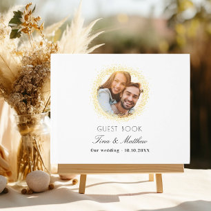Foto in Weißgold Glitzern Gästebuch
