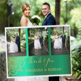 Foto Indian Style Green Gold Hochzeit Vielen Dank Postkarte