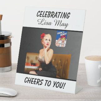 Foto individualisiert White Birthday Party Pedesta Sockelschild