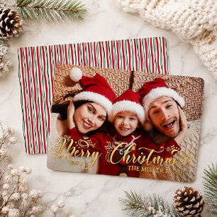 Foto individuell Familie Frohe Weihnachten Typogra Folien Feiertagskarte
