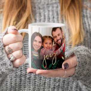 Foto Joy Black Red Green Gold Grün Weihnachten Kaffeetasse