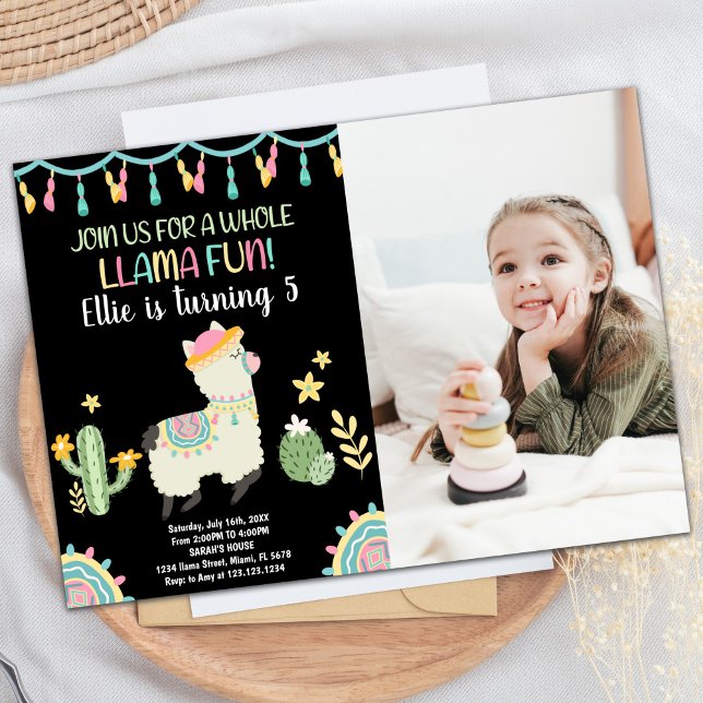 Foto Jump Llama Geburtstagseinladungen Einladung (Photo Jump Llama Birthday Invitations)