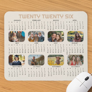 Foto-Kalender 2026 Volljahr Beige-Mauspad Mousepad