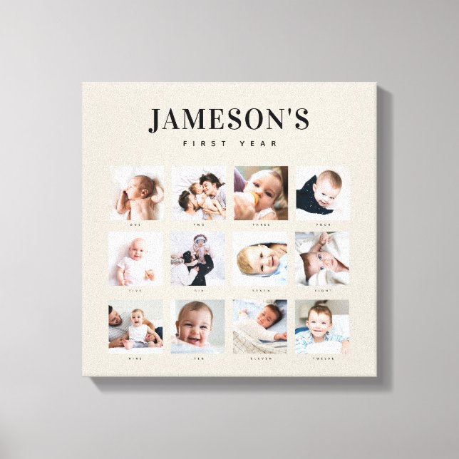 Foto-Kalender des ersten Jahres des Säuglings Leinwanddruck (Vorderseite)