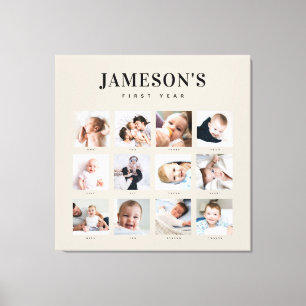 Foto-Kalender des ersten Jahres des Säuglings Leinwanddruck