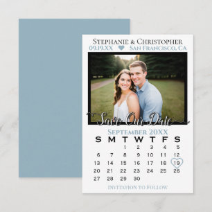 Foto-Kalender Dusty Blue Hochzeit - Speichert unse Karte