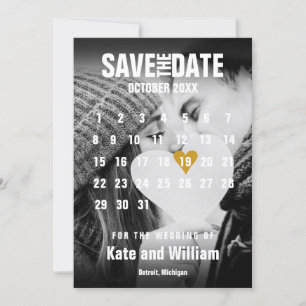 Foto-Kalender Gold Herz Moderne Hochzeit Save The Date