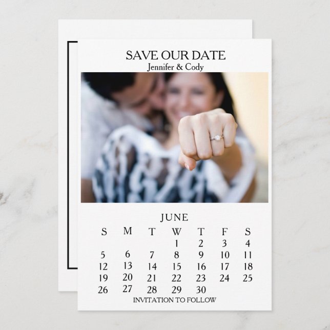Foto-Kalender Hochzeit leicht lesen Save The Date (Vorne/Hinten)