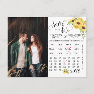 Foto-Kalender Save the Date Sonnenblumenhochzeit Postkarte