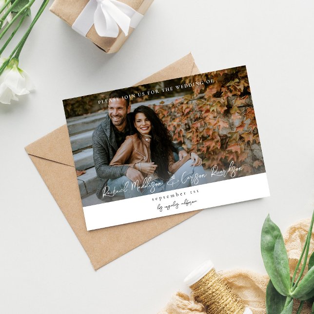 Foto & Kalligrafie 14 Mod Horizontal Wedding V2 Einladung (Von Creator hochgeladen)