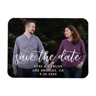 Foto & Kalligrafie 2 - Dunklerer Save-the-Date-Hor Magnet