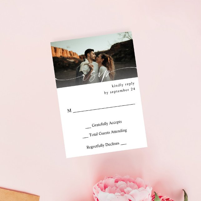 Foto & Kalligrafie 3 Mod Horizontal on Meal UAWG RSVP Karte (Von Creator hochgeladen)