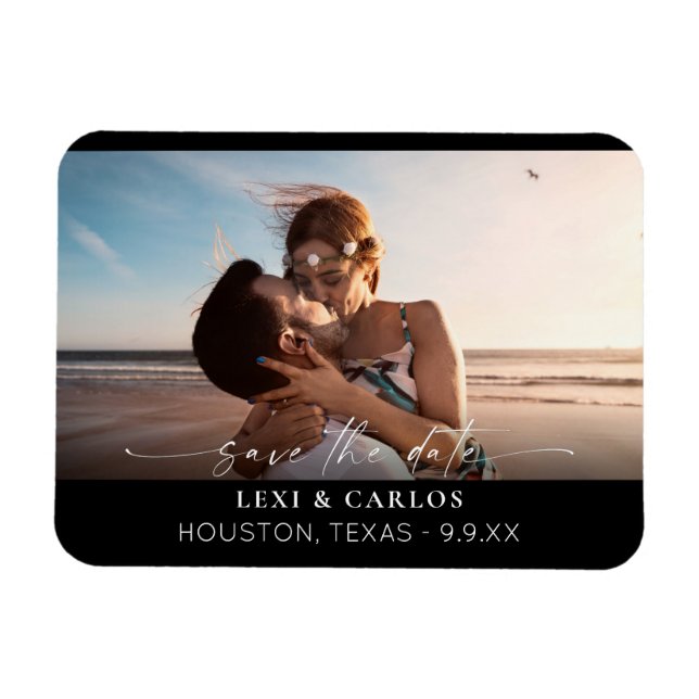 Foto & Kalligrafie 3B Mod-w Dunkel Save the Date Magnet (Horizontal)