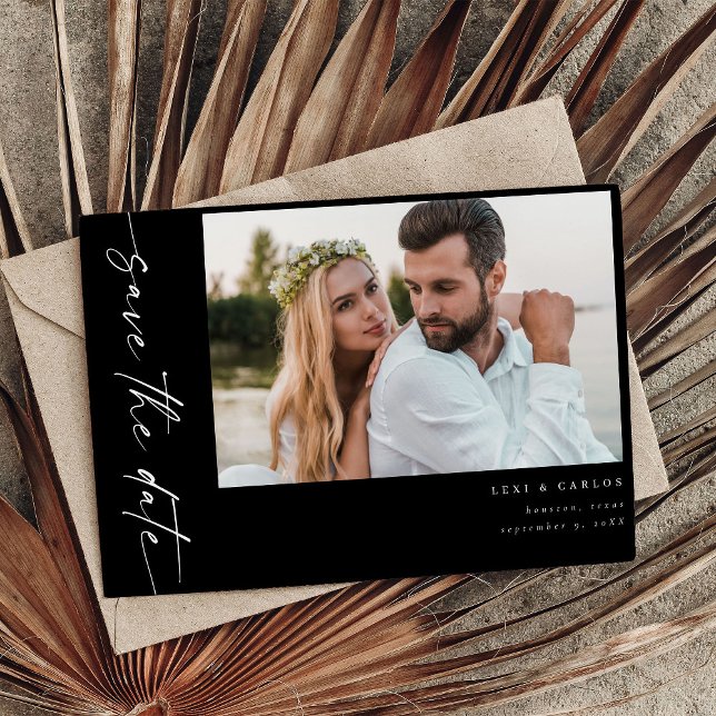 Foto & Kalligrafie 4 Mod Horiz Save the Date Einladung (Von Creator hochgeladen)