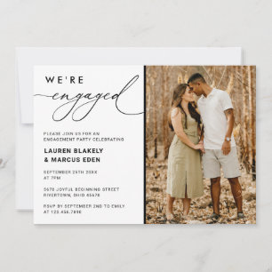 Foto Kalligrafie Wir sind eine Verlobte Engagement Einladung