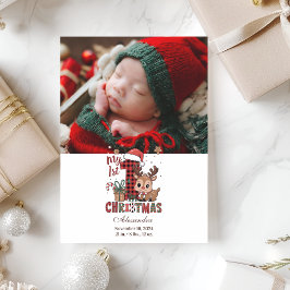 Foto Kariert Reindeer Erste Weihnachtsfeier Feiertagskarte