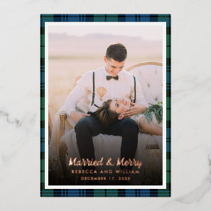 Foto Kariert Tartan Weihnachten Verheiratet Folien Feiertagskarte