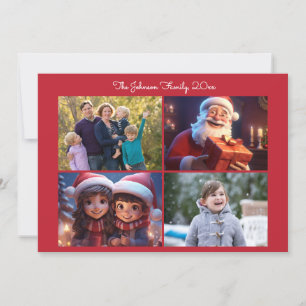 Foto-Karte der Red Christmas Family mit Meldung Feiertagskarte