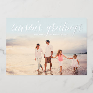 Foto-Karte der Silver Saison Eisblau Folien Feiertagskarte