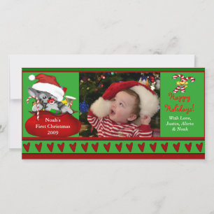 Foto-Karte des Babys erste Weihnachts Feiertagskarte