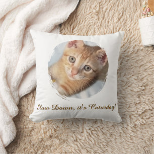 Foto-Katze Text, Ersetzbar, Lustiger Caturday Kissen