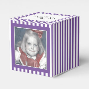 Foto Keepake Lila/Weiß Einfache Streifen Muster Geschenkschachtel