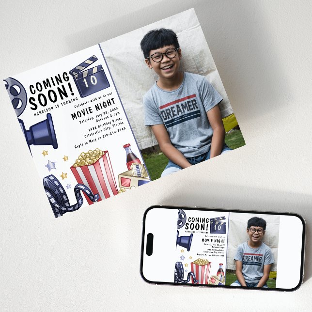 Foto Kids Movie Night Geburtstagsparty Einladung (Von Creator hochgeladen)