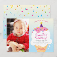 FOTO KIDS PARTY INVITE Retro-Eis-Kegel blau