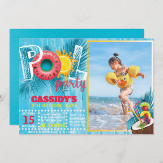 Foto kids Pool Party Geburtstag Einladung