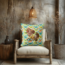 Foto Kissen mit Herzrahmen und Kawaii Dinosaurier