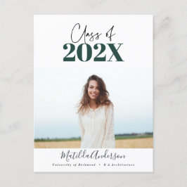 Foto-Klasse des grünen modernen Skriptes Abschluss Postkarte