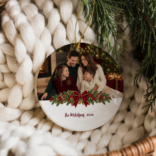 Foto Klassische Karierte Weihnachts-Tartan-Eleganz Keramik Ornament