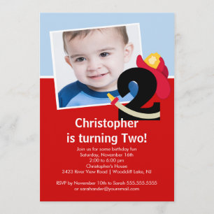 Foto-kleiner Feuerwehrmann-Jungen-2. Einladung