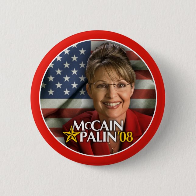 Foto-Knopf Sarahs Palin Button (Vorderseite)