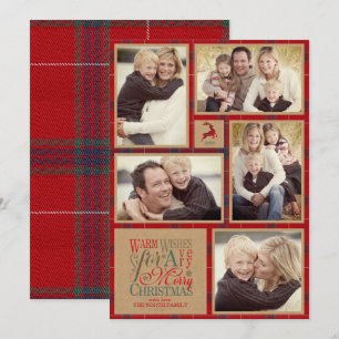 Foto-Kollage mit warmen Wünschen Kraft & Tartan Ro Einladung