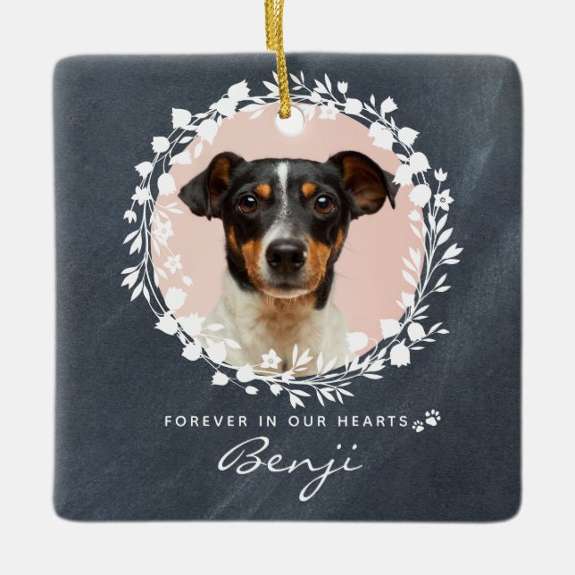 Foto-Kranz für die benutzerdefinierte Hundememorik Keramikornament (Vorderseite)