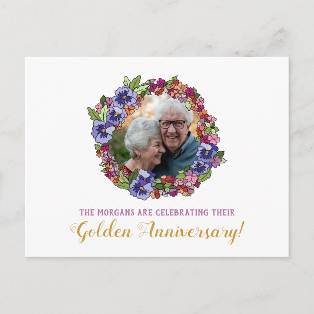 Foto Kranzkarte Dusche Goldener Jubiläum Postkarte (Vorderseite)