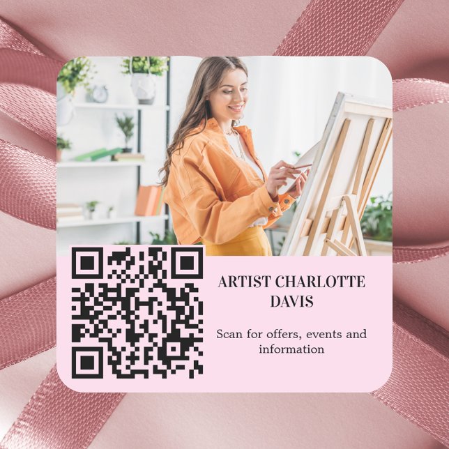 Foto-Künstler-Designer QR-Code-Geschäft Quadratischer Aufkleber (Von Creator hochgeladen)