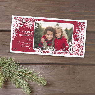 Foto - Lass es schneit! Red White Snowflakes Feiertagskarte