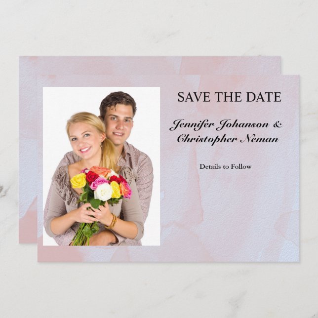 Foto Lavender Mist Marble Save the Date Einladung (Vorne/Hinten)