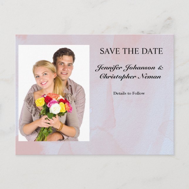 Foto Lavender Mist Marble Save the Date Postkarte (Vorderseite)
