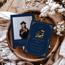 Foto Law School Abschluss Moderne Navy Blue Gold