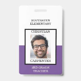 Foto-Lehrer für lila und weiße Schule Ausweis