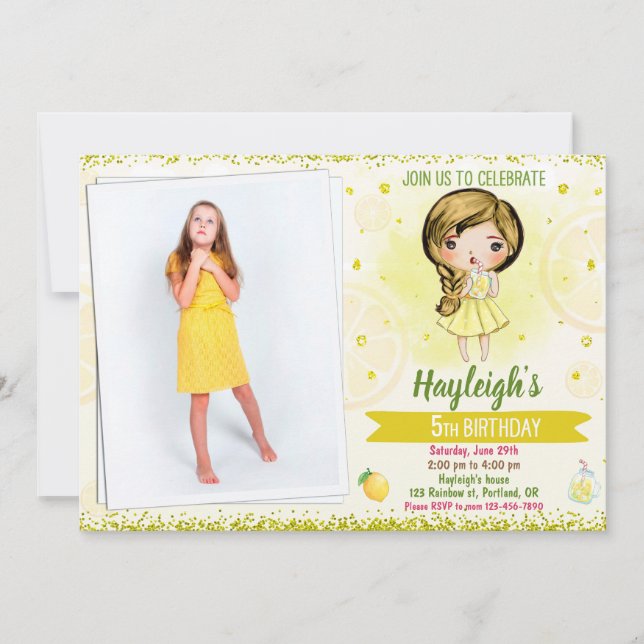 Foto Lemon Einladung Citrus Geburtstag Lemonade (Vorderseite)